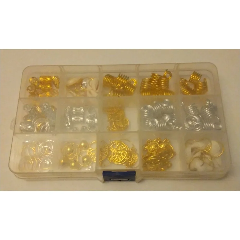 3 Boxes Hair Jewelry Accessories Charms for Braids Dreadlocks, Gold Silver Shell
